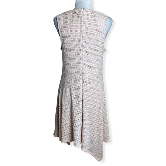 CATO Dress V-Neck Fit-n-Flare Light Pink Cream Asymmetrical Hem Women's Size 14 - Picture 8 of 9